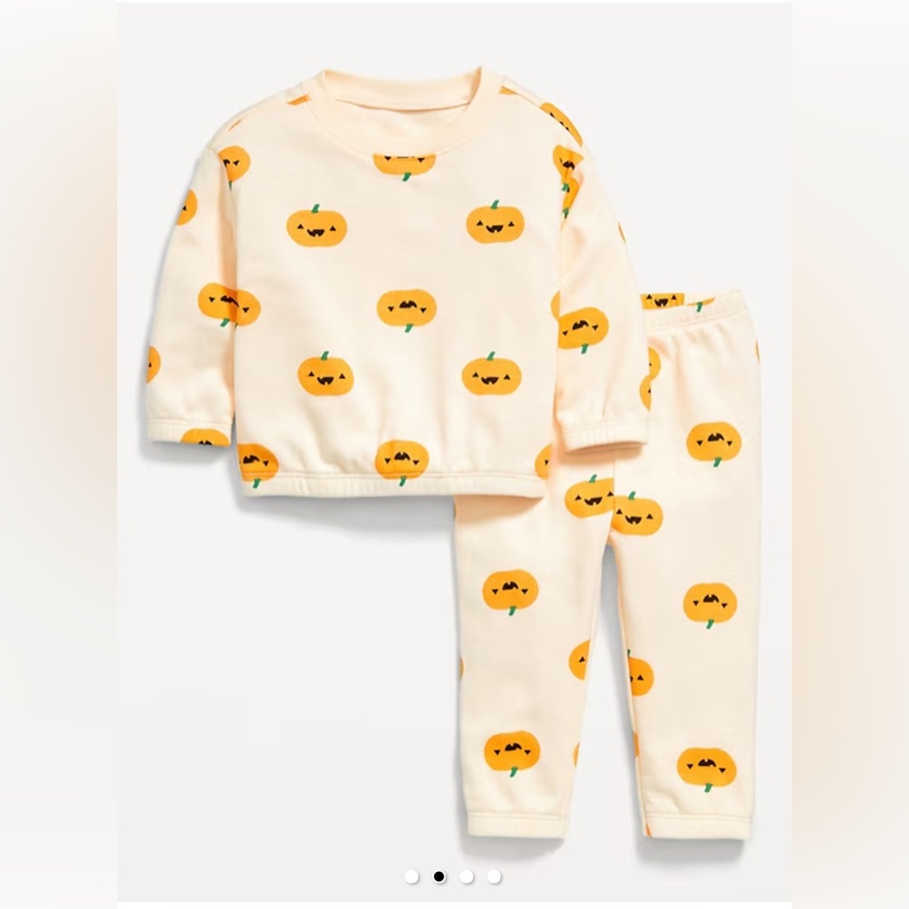 NWT Old Navy Halloween Pumpkin French Terry Sweatshirt & Pants Set, 6-12 mos.